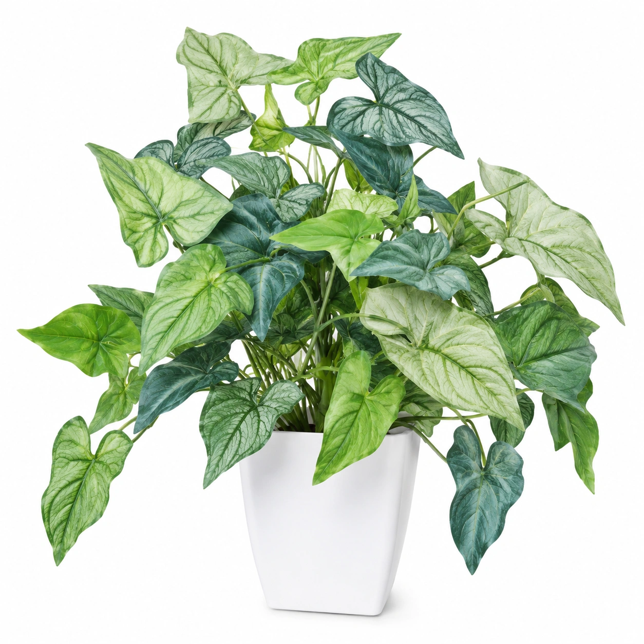 Planta Artificial de Hoja Verde en Maceta Blanca 45cm-JARNOVIEL