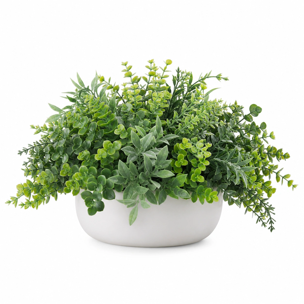 Planta Artificial Verde en Maceta Blanca, 25cm-JARNOVIEL