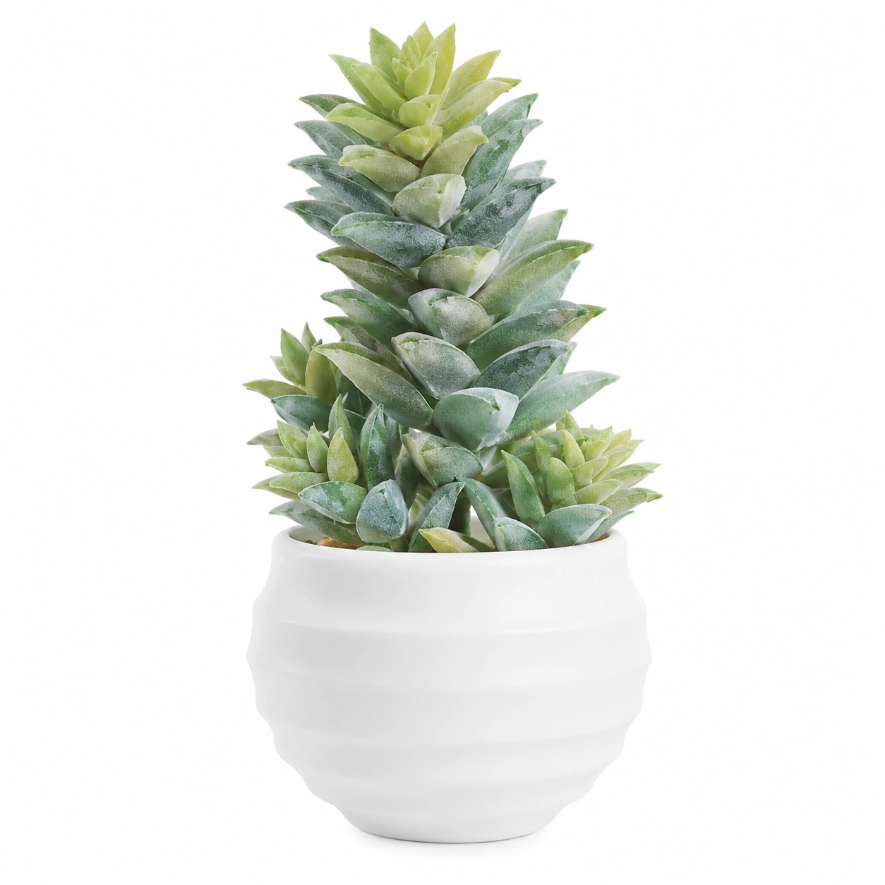 Planta Artificial Suculenta Verde en Maceta Blanca, 20 cm-JARNOVIEL