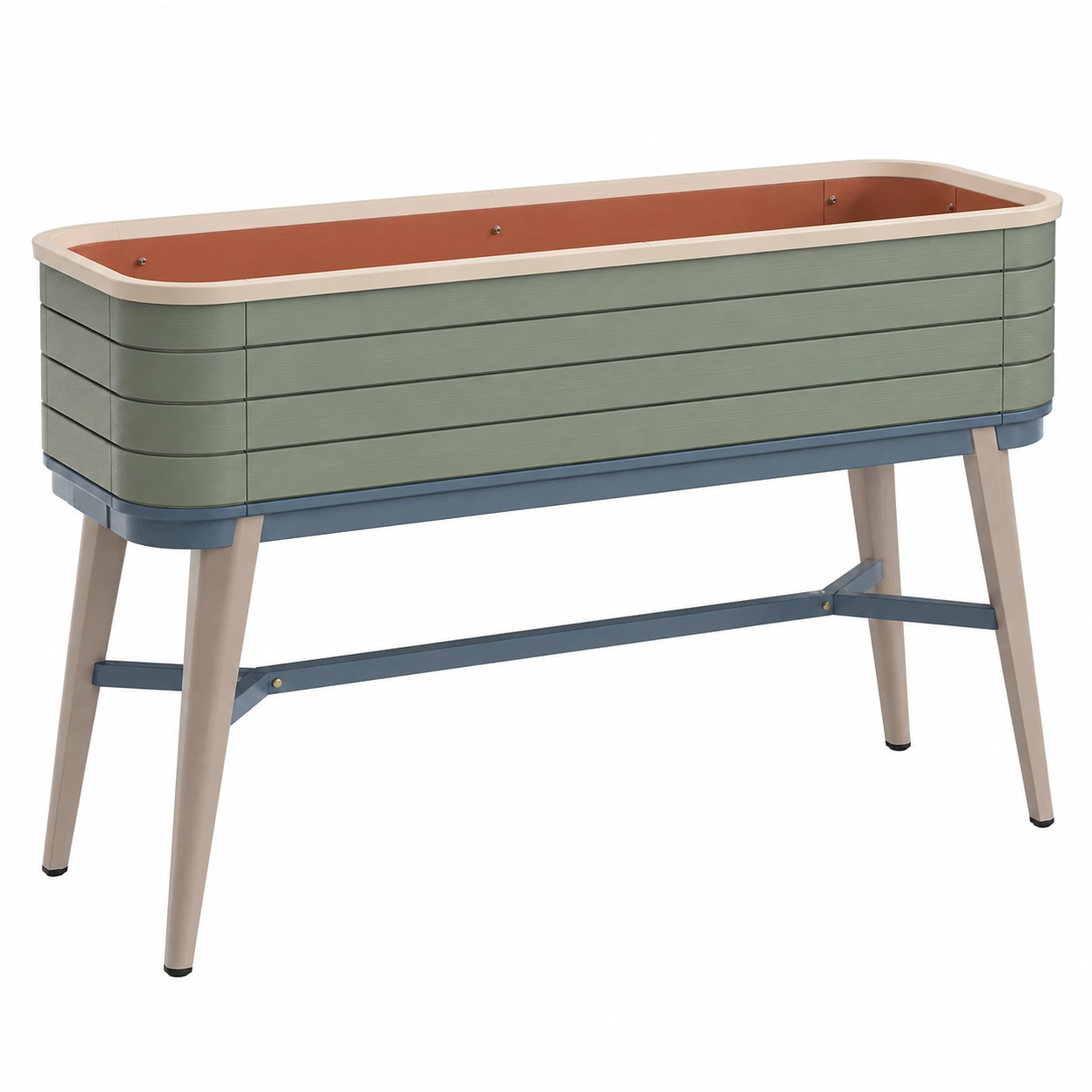 Jardinera Elevada Exterior Verde y Beige 100x30x75cm-JARNOVIEL
