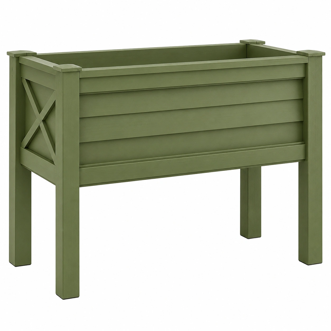 Jardinera Elevada Verde para Exterior con Drenaje Incorporado-JARNOVIEL