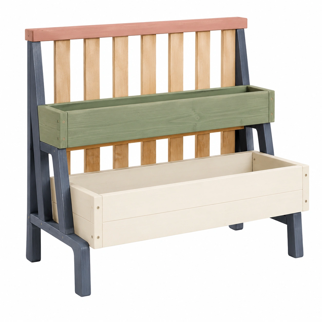 Jardinera de Madera Multicolor con Estantes para Exterior-JARNOVIEL
