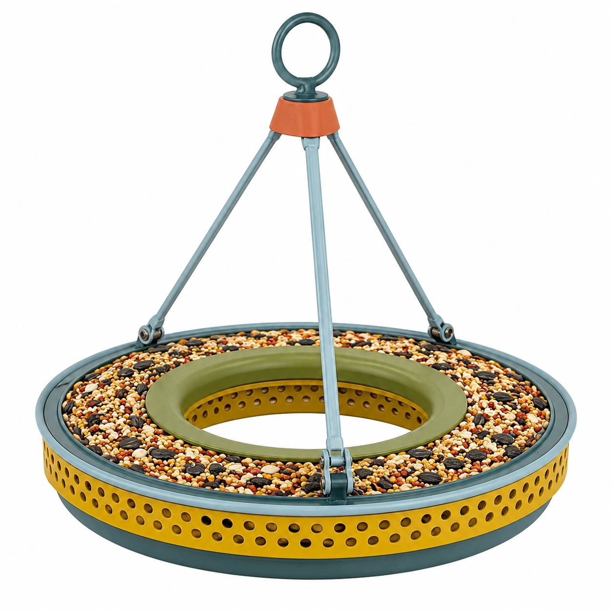 Comedero para Pájaros Colgante Verde/Amarillo-JARNOVIEL