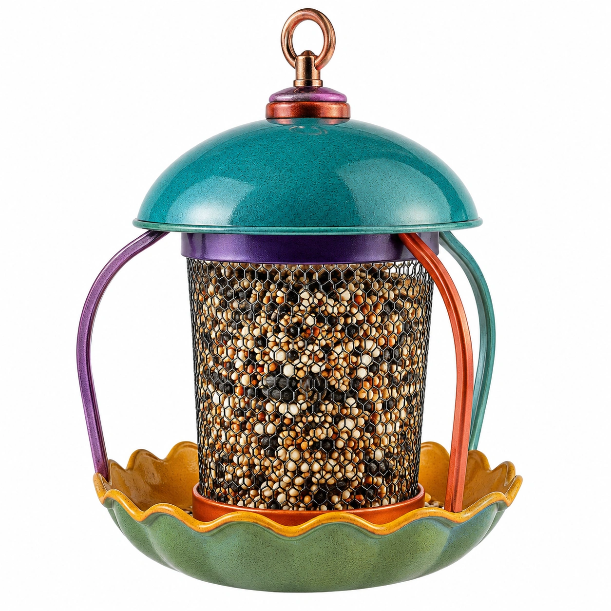 Comedero para Pájaros de Metal Multicolor 25cm-JARNOVIEL