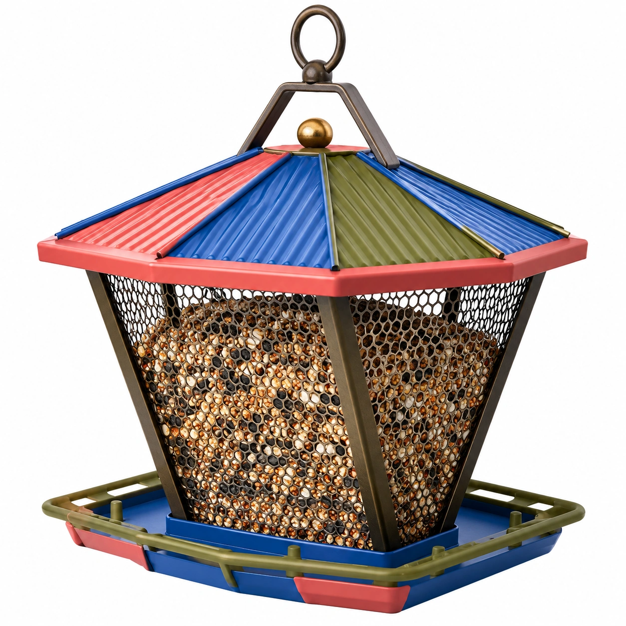Comedero de Pájaros Colgante Multicolor para Exterior-JARNOVIEL