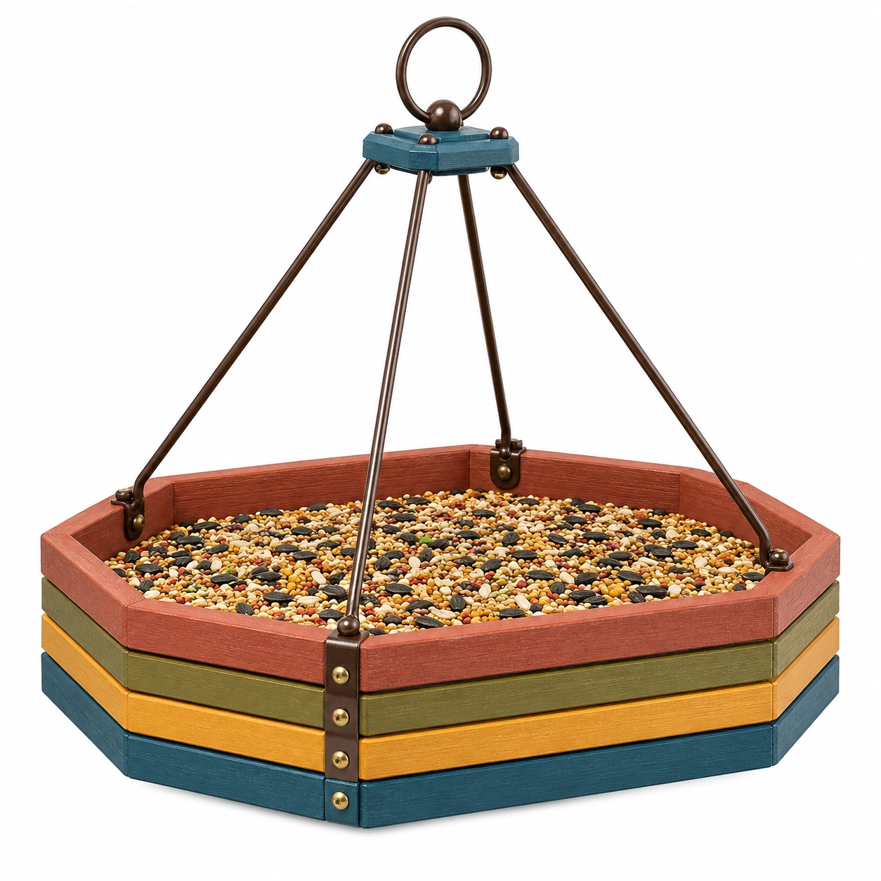 Comedero Colgante Octagonal para Pájaros Multicolor Exterior-JARNOVIEL