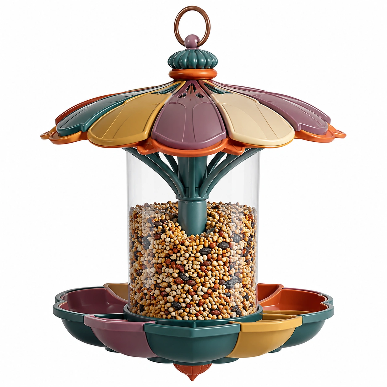Comedero de Aves para Exterior en Forma de Flor Multicolor-JARNOVIEL