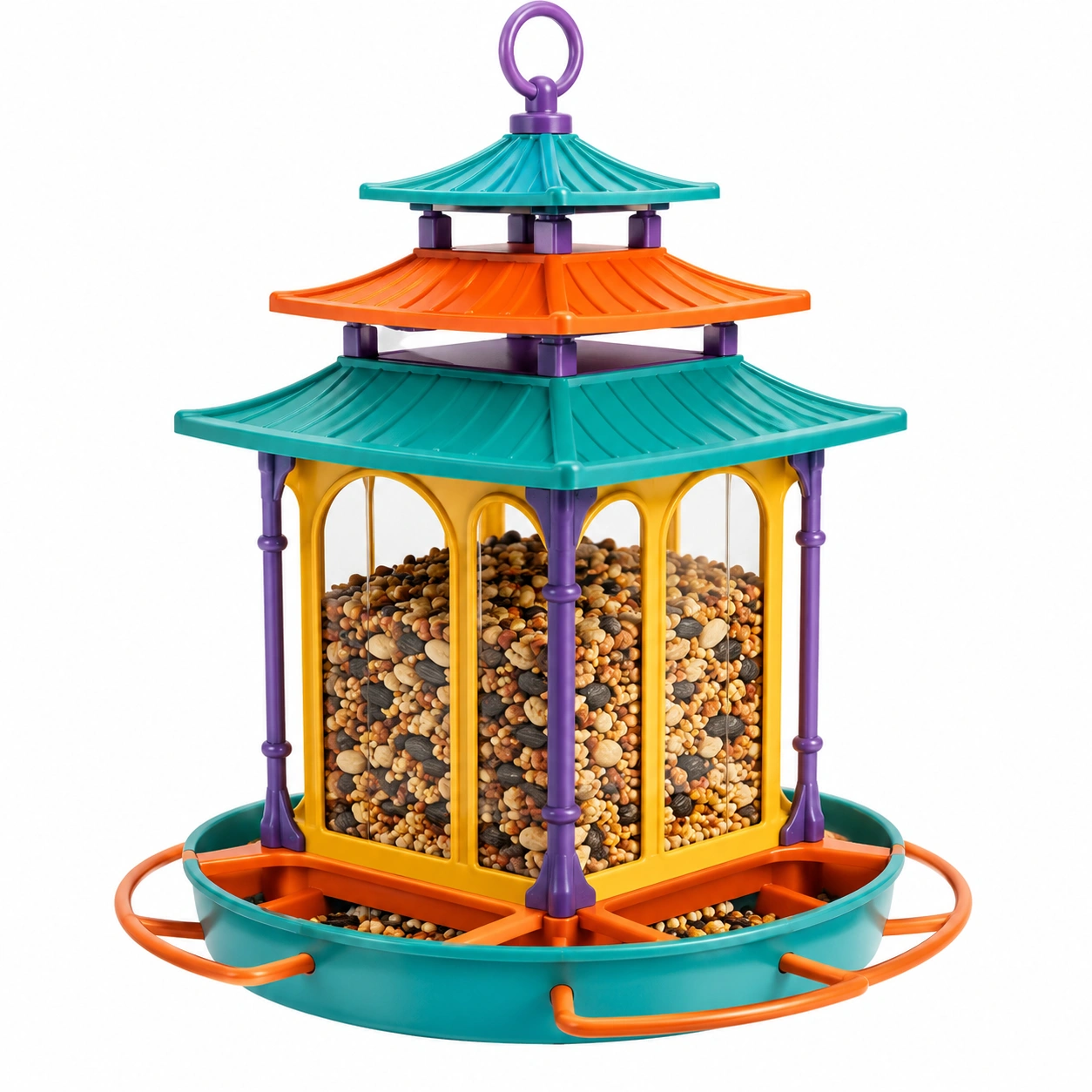 Comedero de Pájaro Estilo Pagoda Colores Vibrantes para Jardín-JARNOVIEL