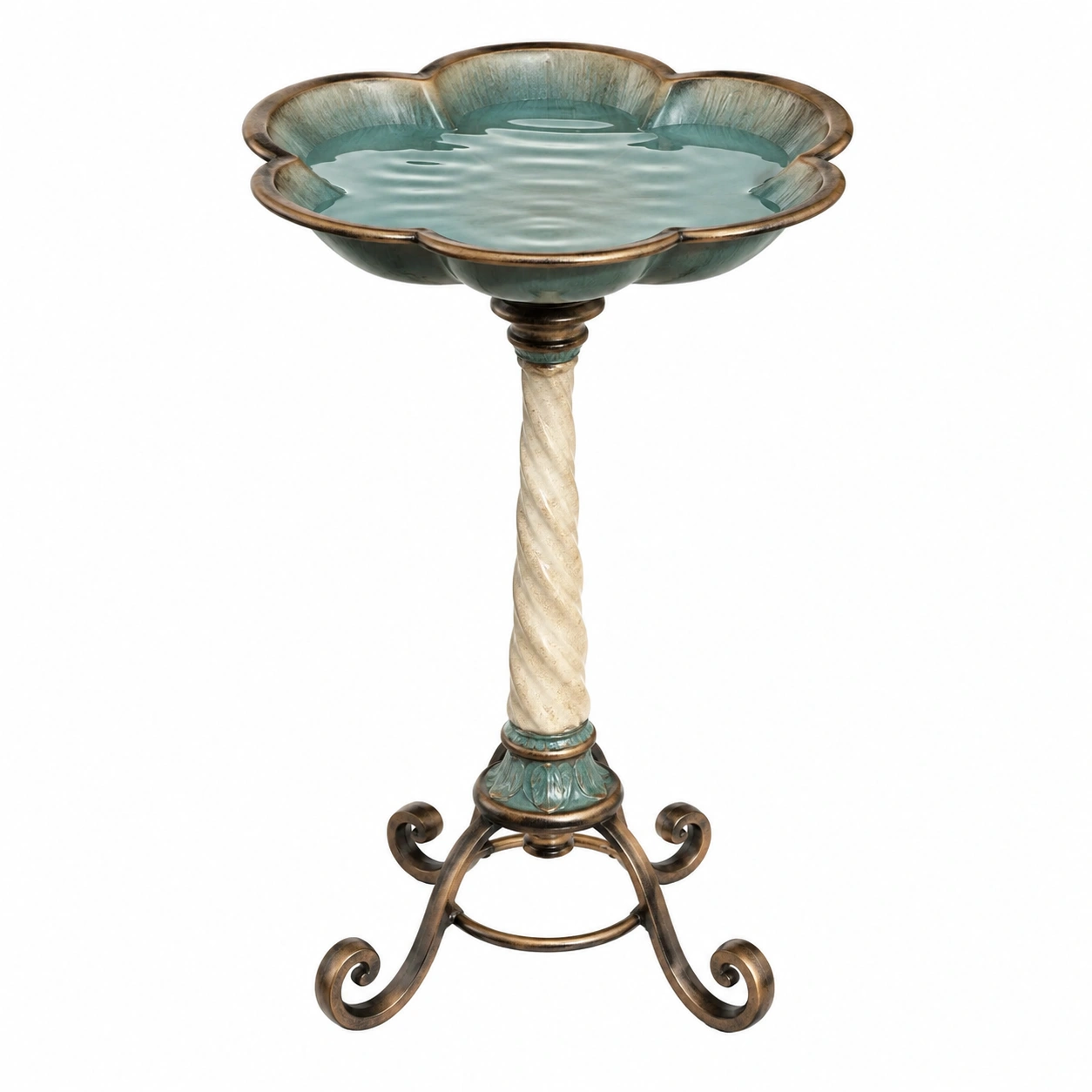 Baño para Pájaros Vintage Verde y Marrón, Diámetro 45 cm-JARNOVIEL