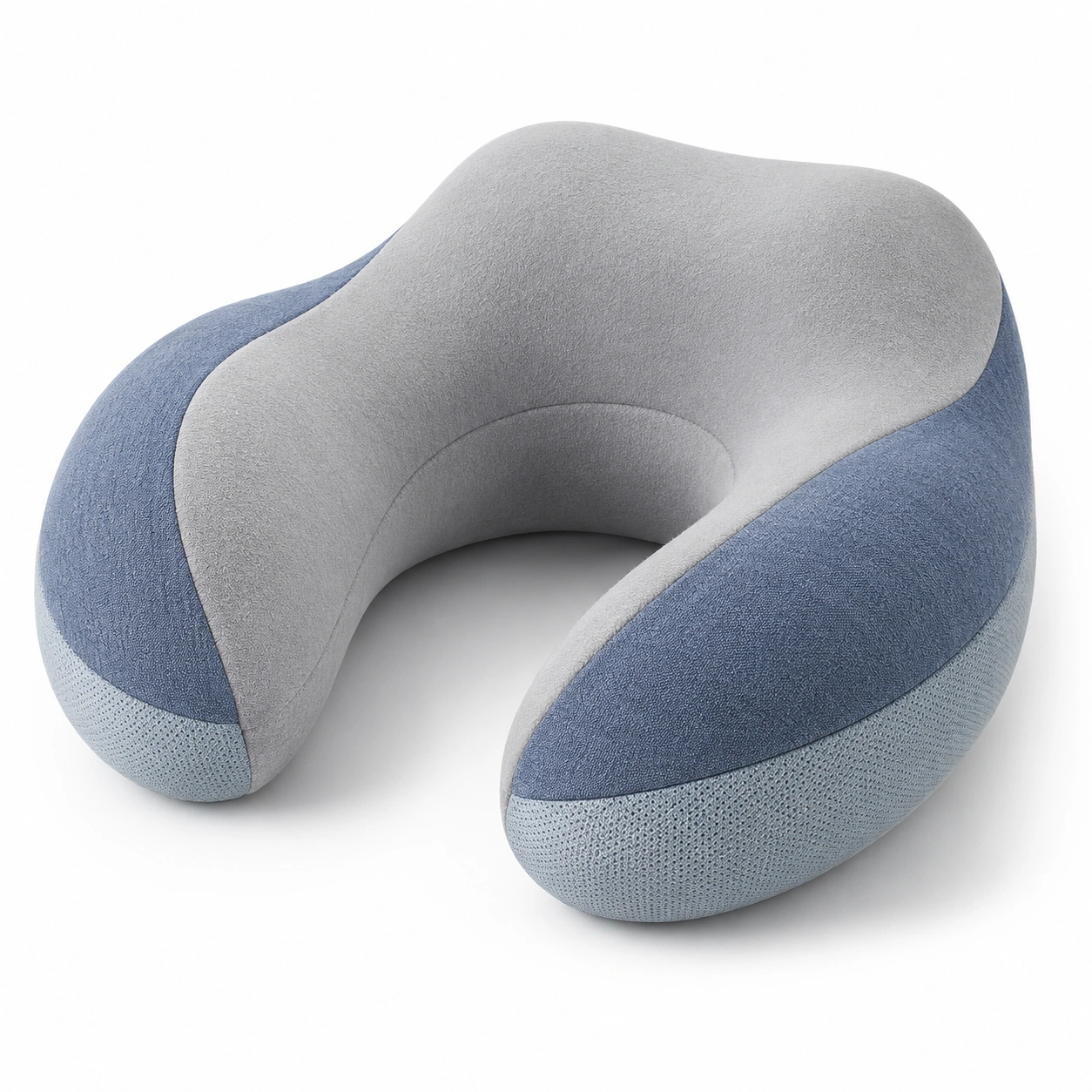 Almohada de Viaje en Forma de U Azul y Gris con Soporte Ergonómico-MEUB VEXA