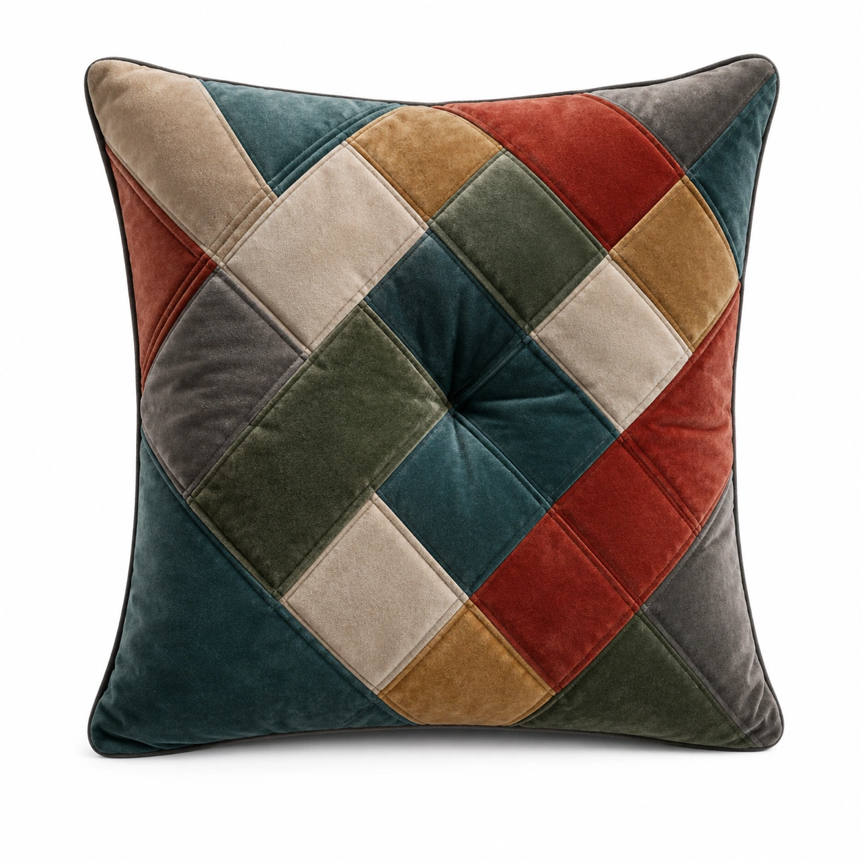 Cojín Decorativo Cuadrado Patchwork de Colores Variados 45x45 cm-MEUB VEXA