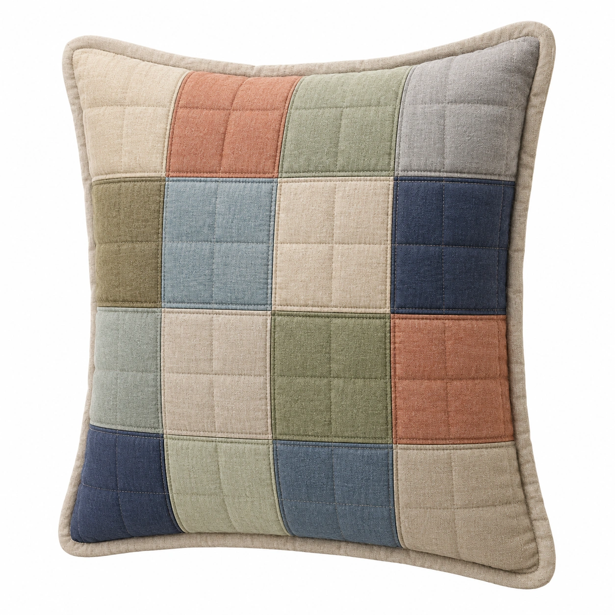 Cojín Cuadrado Decorativo de Patchwork Multicolor 45x45 cm-MEUB VEXA