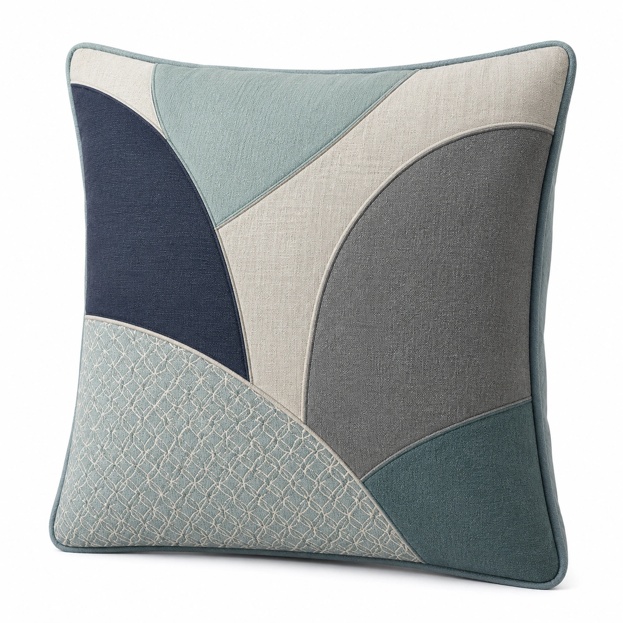 Cojín Decorativo Geométrico Azul/Gris/Beige 45x45 cm-MEUB VEXA