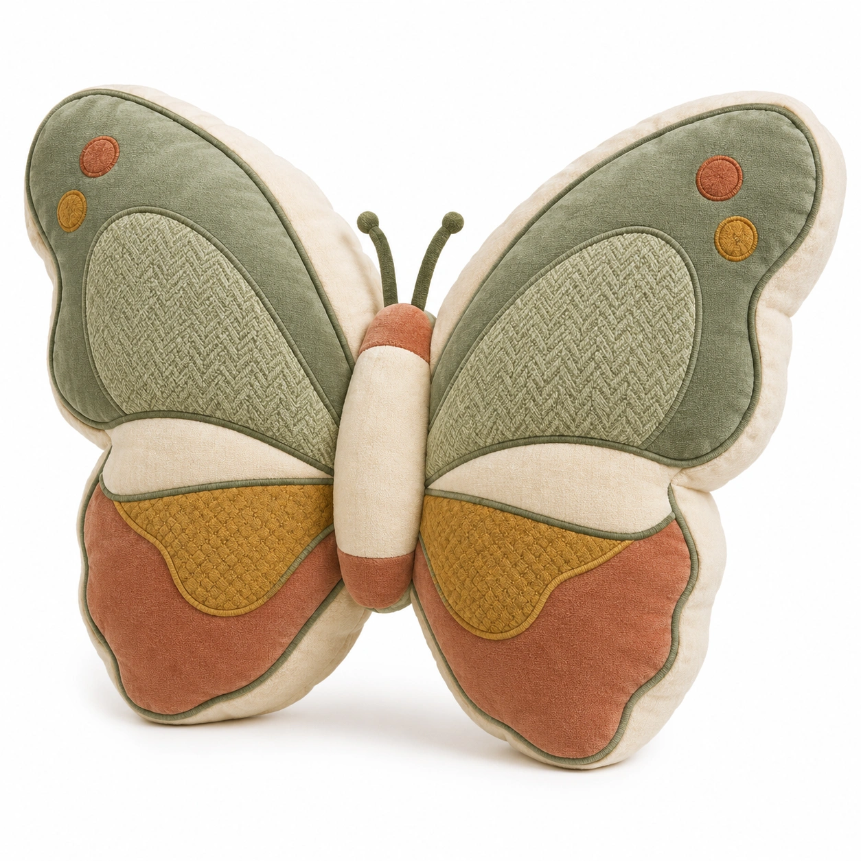 Cojín Mariposa Decorativo Verde/Beige/Naranja-MEUB VEXA