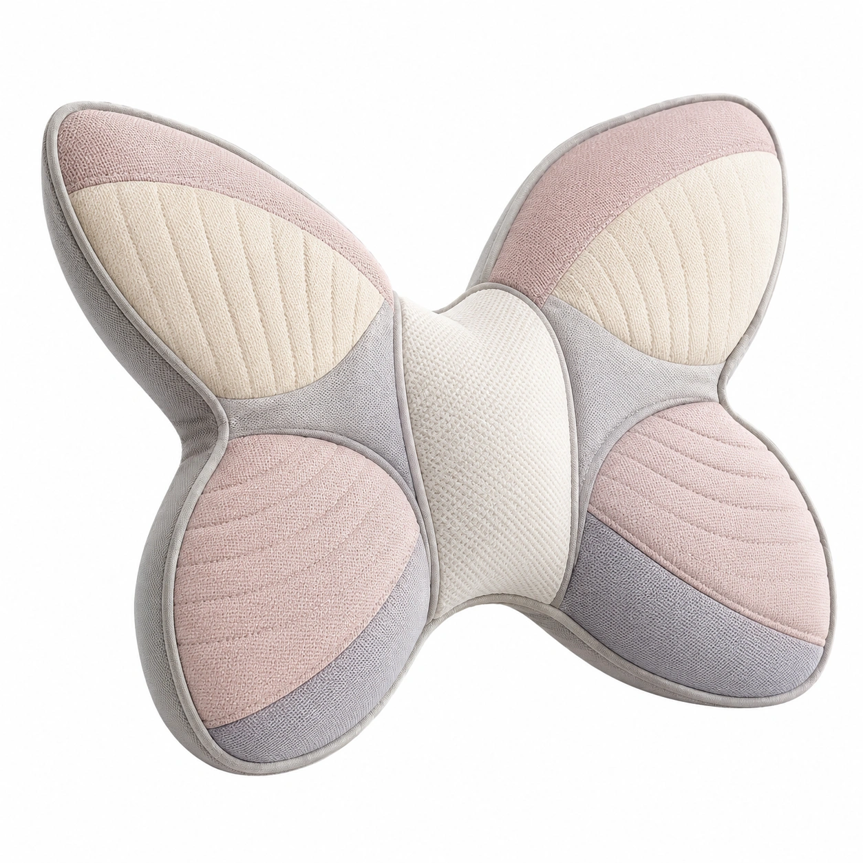 Cojín ergonómico en forma de mariposa gris/rosa/beige-MEUB VEXA