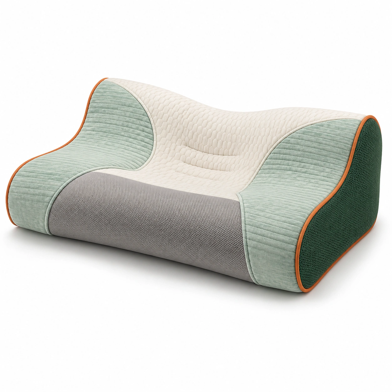 Almohada Ergonómica Ortopédica Verde Gris 60x40x12cm-MEUB VEXA