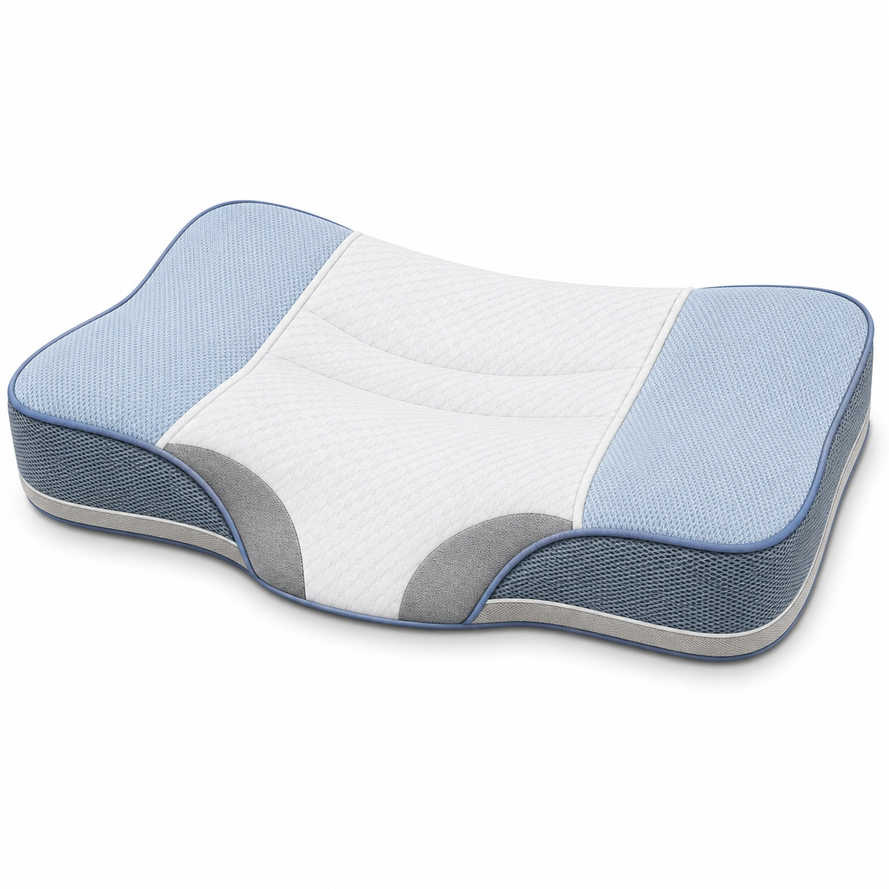 Almohada Ortopédica Ergonómica de Espuma de Memoria Azul y Gris-MEUB VEXA