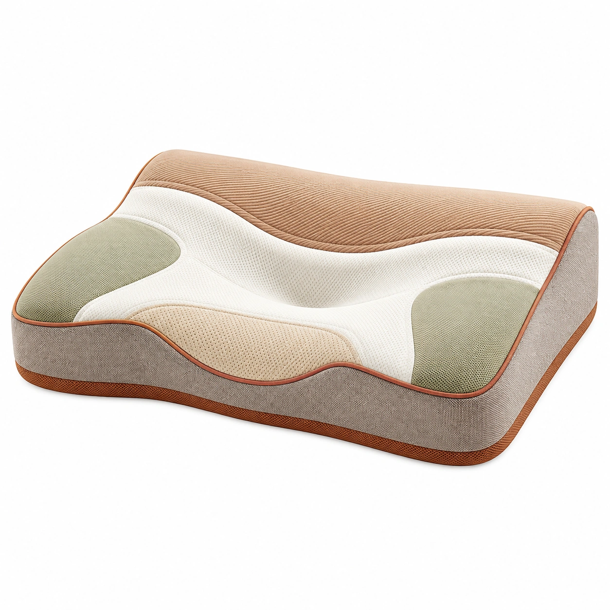 Almohada ergonómica ortopédica multicolor con soporte lumbar Beige/Verde/Blanco-MEUB VEXA