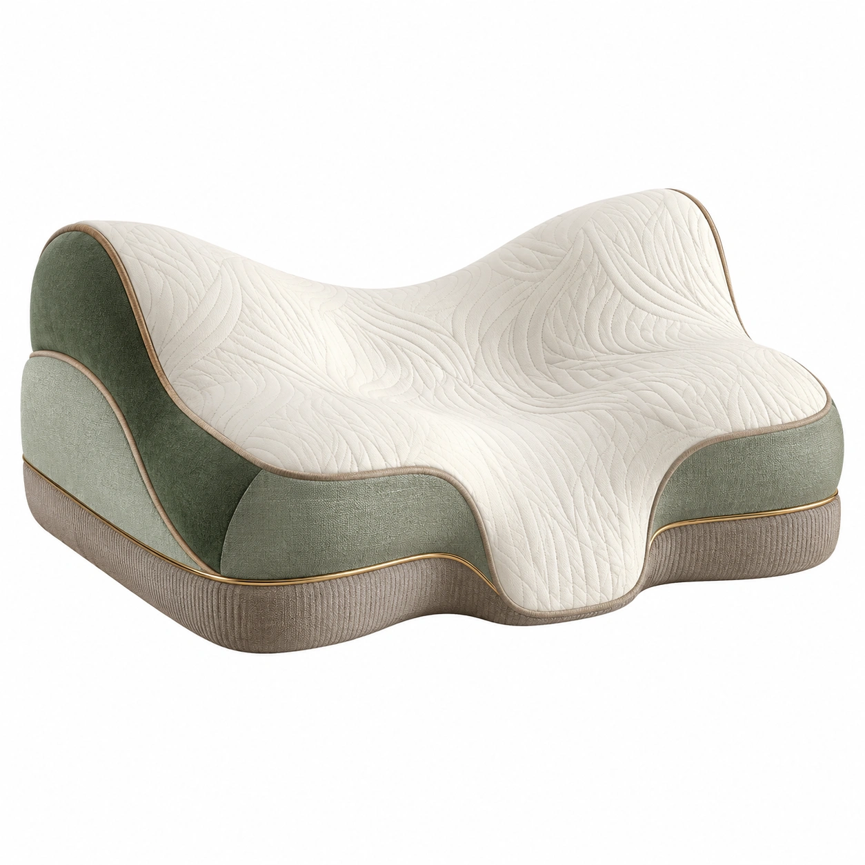 Almohada Ortopédica Ergonómica Verde/Beige 60x40x12 cm-MEUB VEXA