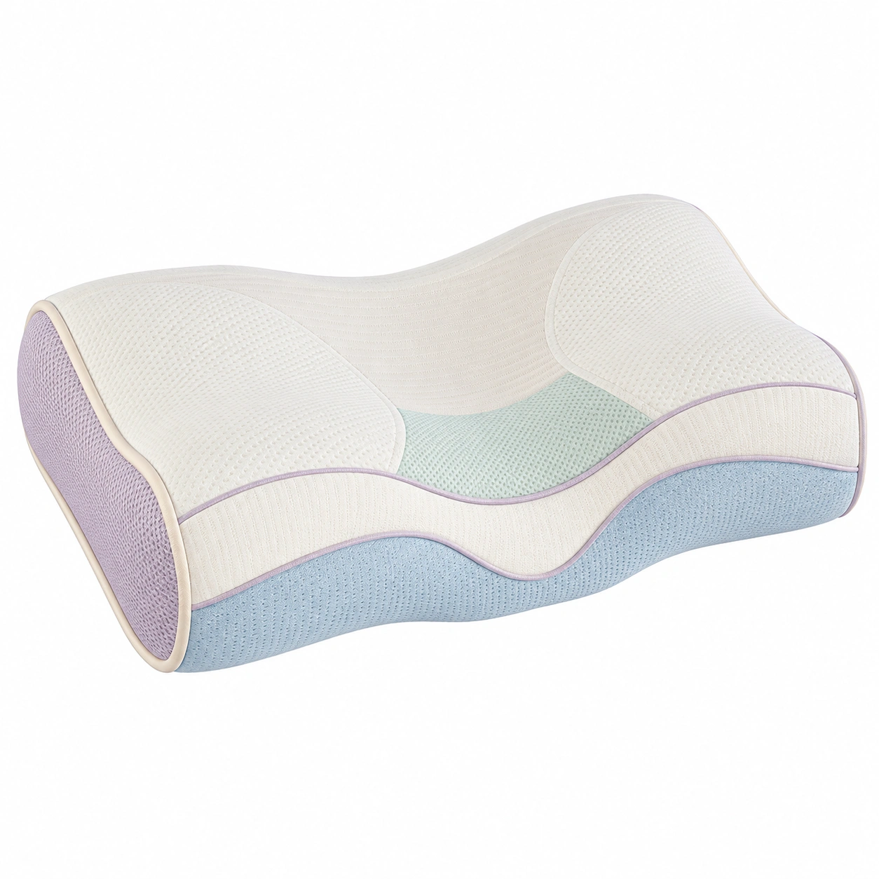 Almohada Ergonómica de Espuma Beige/Azul/Lila-MEUB VEXA