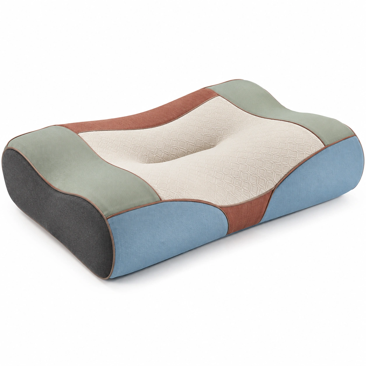 Almohada ergonómica viscoelástica de soporte medio multicolor 60x35x12cm-MEUB VEXA