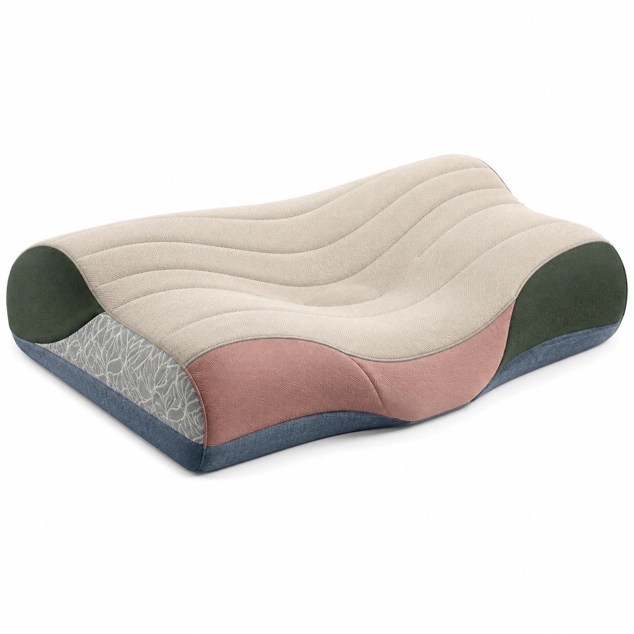 Cojín ortopédico ergonómico multicolor Beige/Rosa/Verde-MEUB VEXA