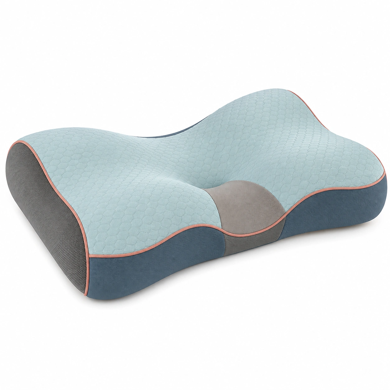 Almohada ergonómica ortopédica azul claro y gris-MEUB VEXA