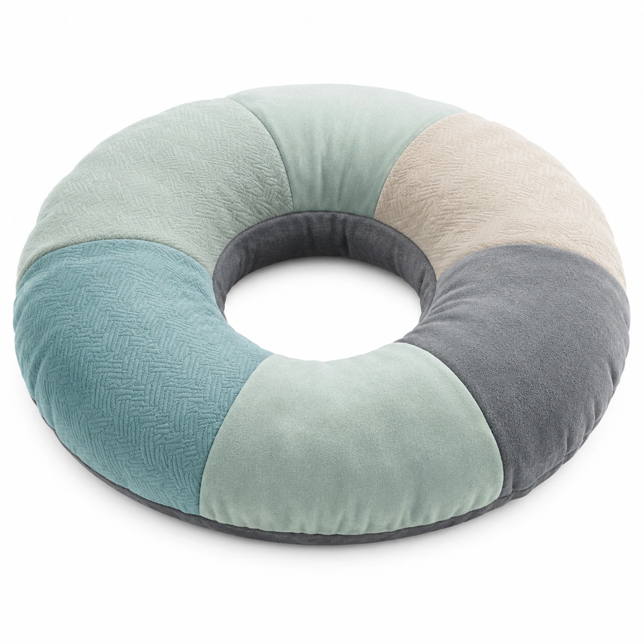 Cojín Redondo Ortopédico Multicolor Verde, Gris y Beige-MEUB VEXA