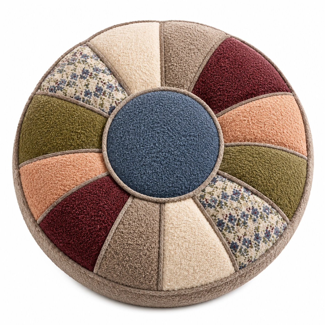 Cojín Redondo Decorativo de Colores con Estilo Vintage-MEUB VEXA