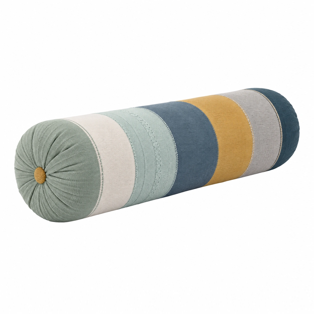 Cojín Cilíndrico Decorativo Multicolor 50 cm Verde/Blanco/Azul/Ocre/Gris-MEUB VEXA