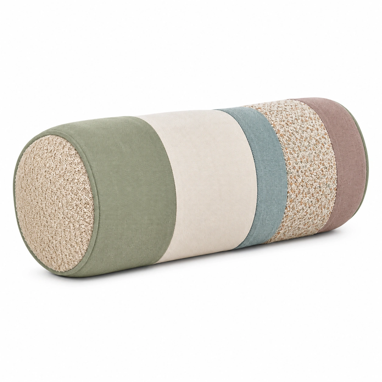 Cojín cilíndrico multicolor verde, beige, azul y marrón-MEUB VEXA