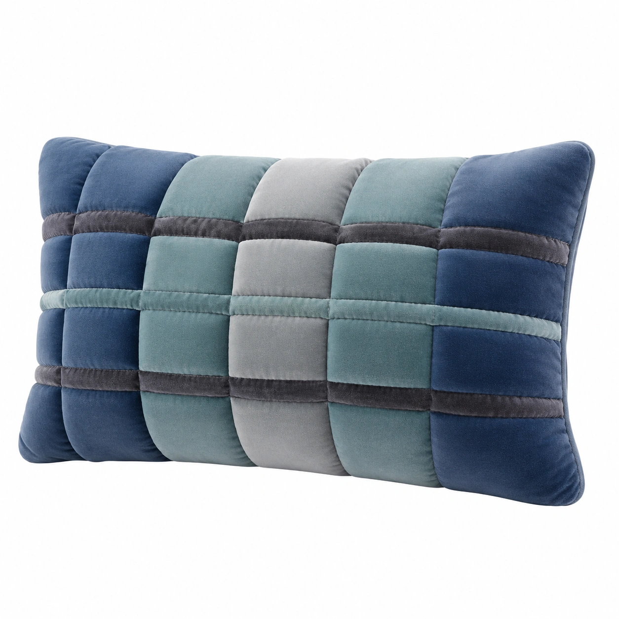 Cojín Decorativo Acolchado Multicolor Azul y Verde 60x40cm-MEUB VEXA