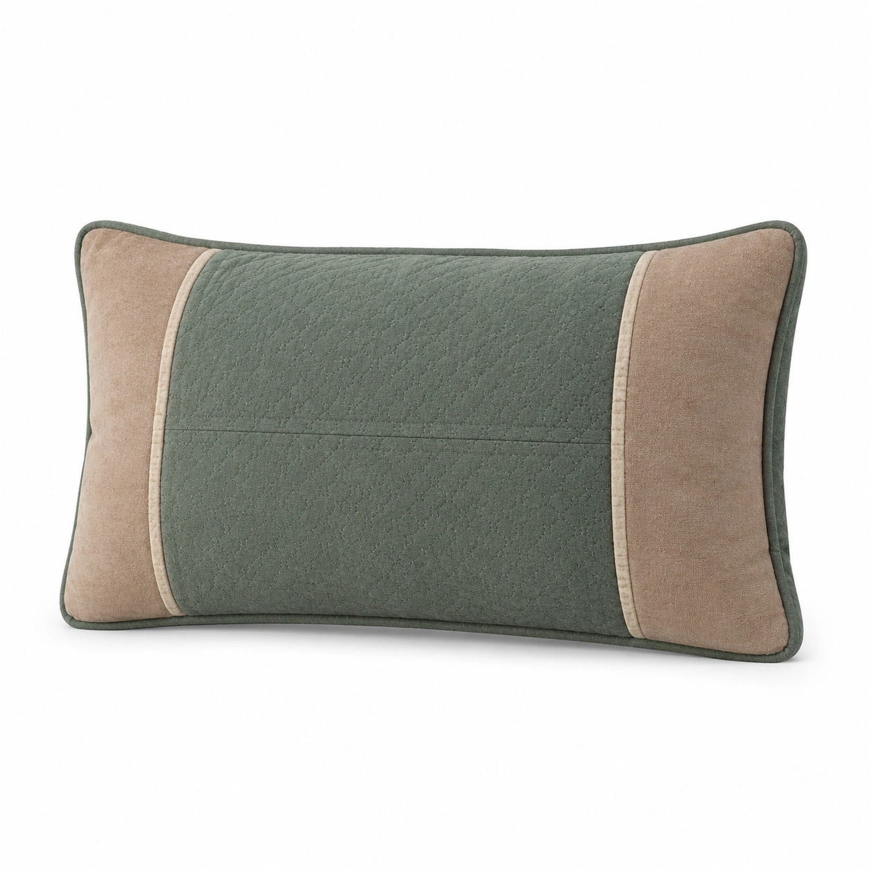 Cojín Decorativo Rectangular Verde Salvia y Beige-MEUB VEXA