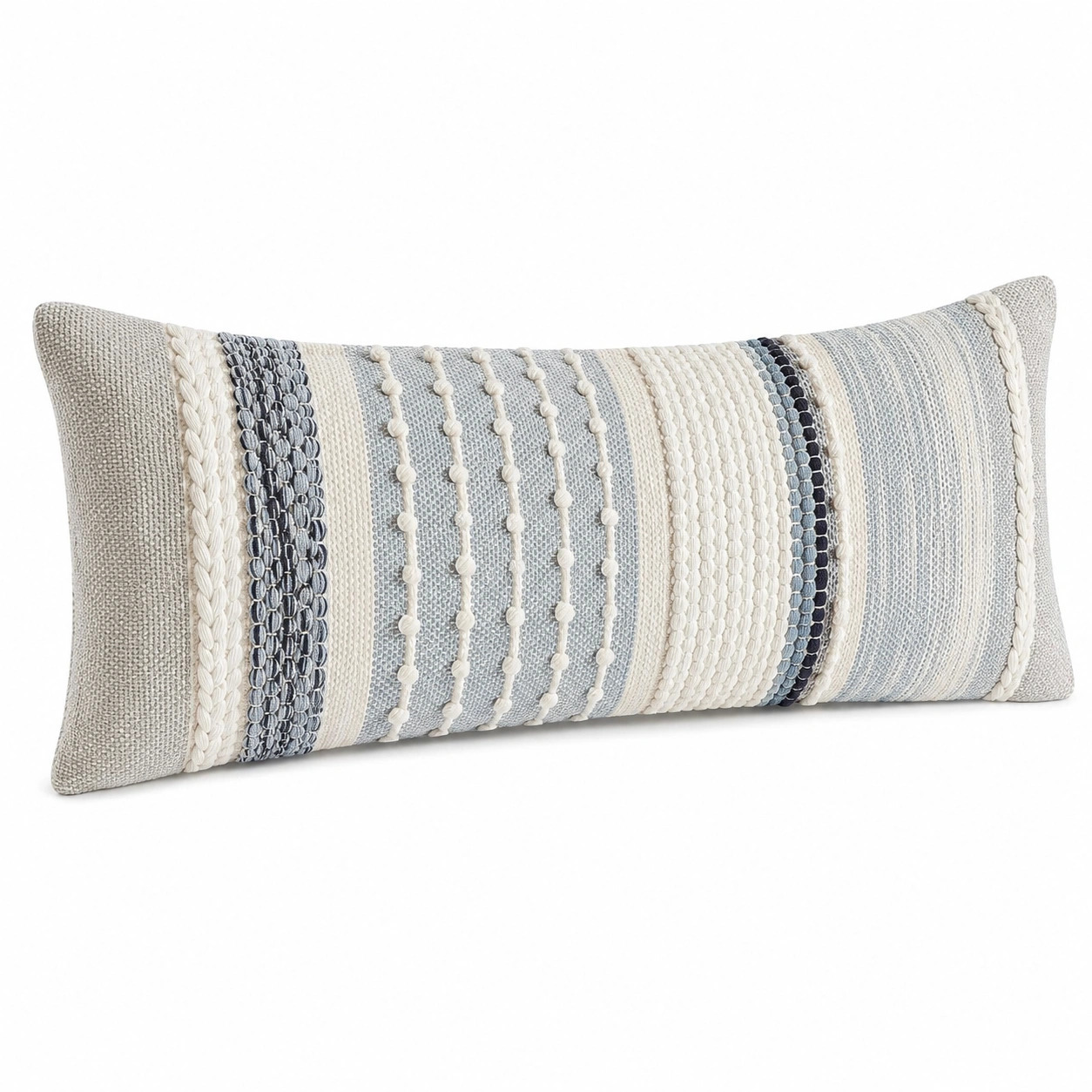 Cojín Decorativo Rectangular Azul y Beige Texturizado-MEUB VEXA