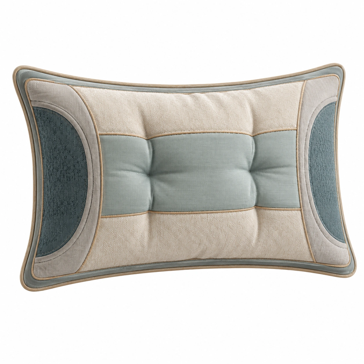 Cojín Decorativo 60x40cm Azul Claro y Beige-MEUB VEXA