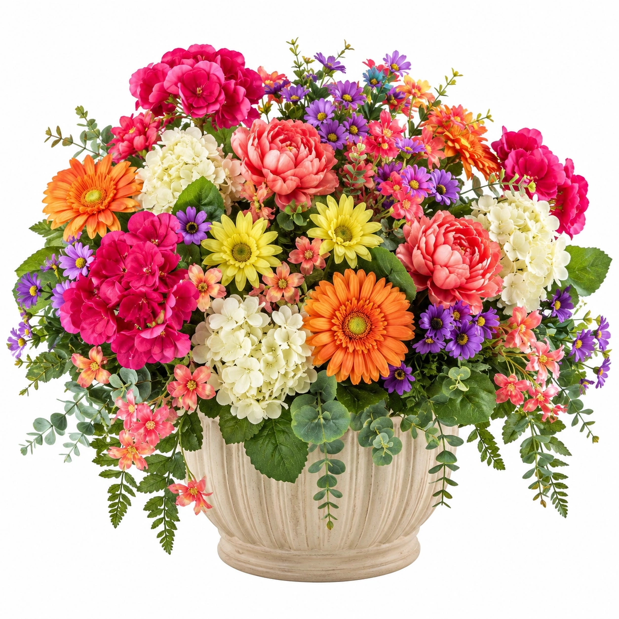 Arreglo Floral Artificial en Maceta Multicolor Decorativa-ULQERNIKA