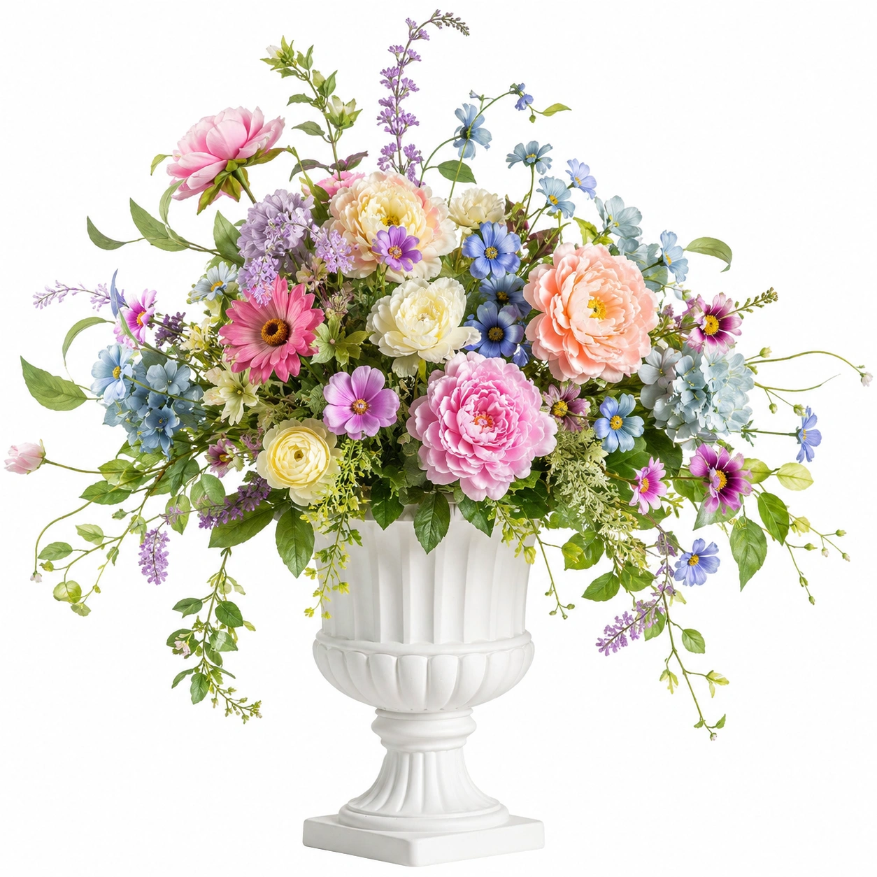 Arreglo Floral Artificial con Flores Variadas en Jarrón Blanco-ULQERNIKA