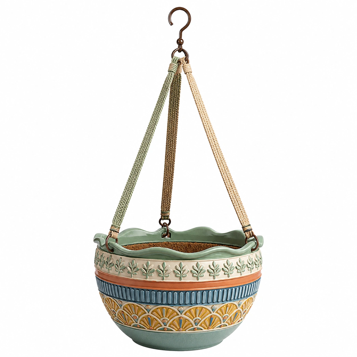 Macetero Colgante Decorativo con Gancho 20 cm Verde-ULQERNIKA