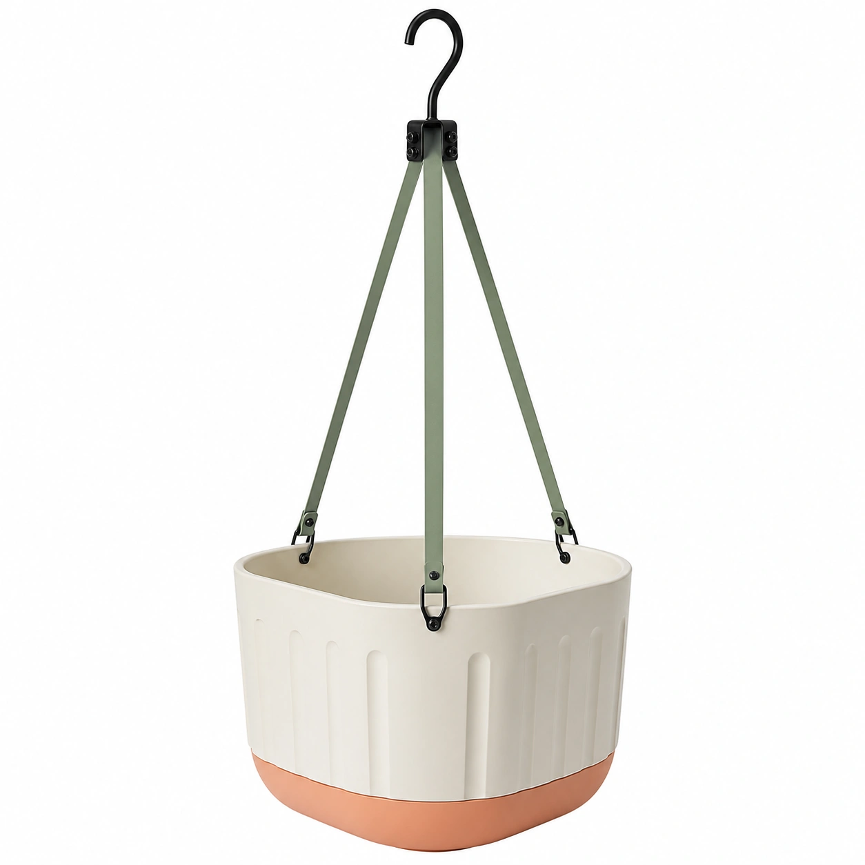 Maceta colgante con correas ajustables Blanco y Terracota-ULQERNIKA