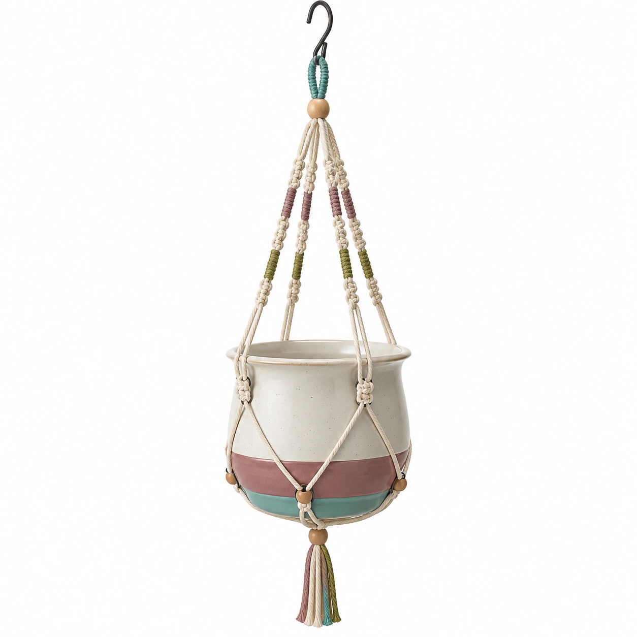 Macetero Colgante Bohemio de Cerámica Multicolor-ULQERNIKA