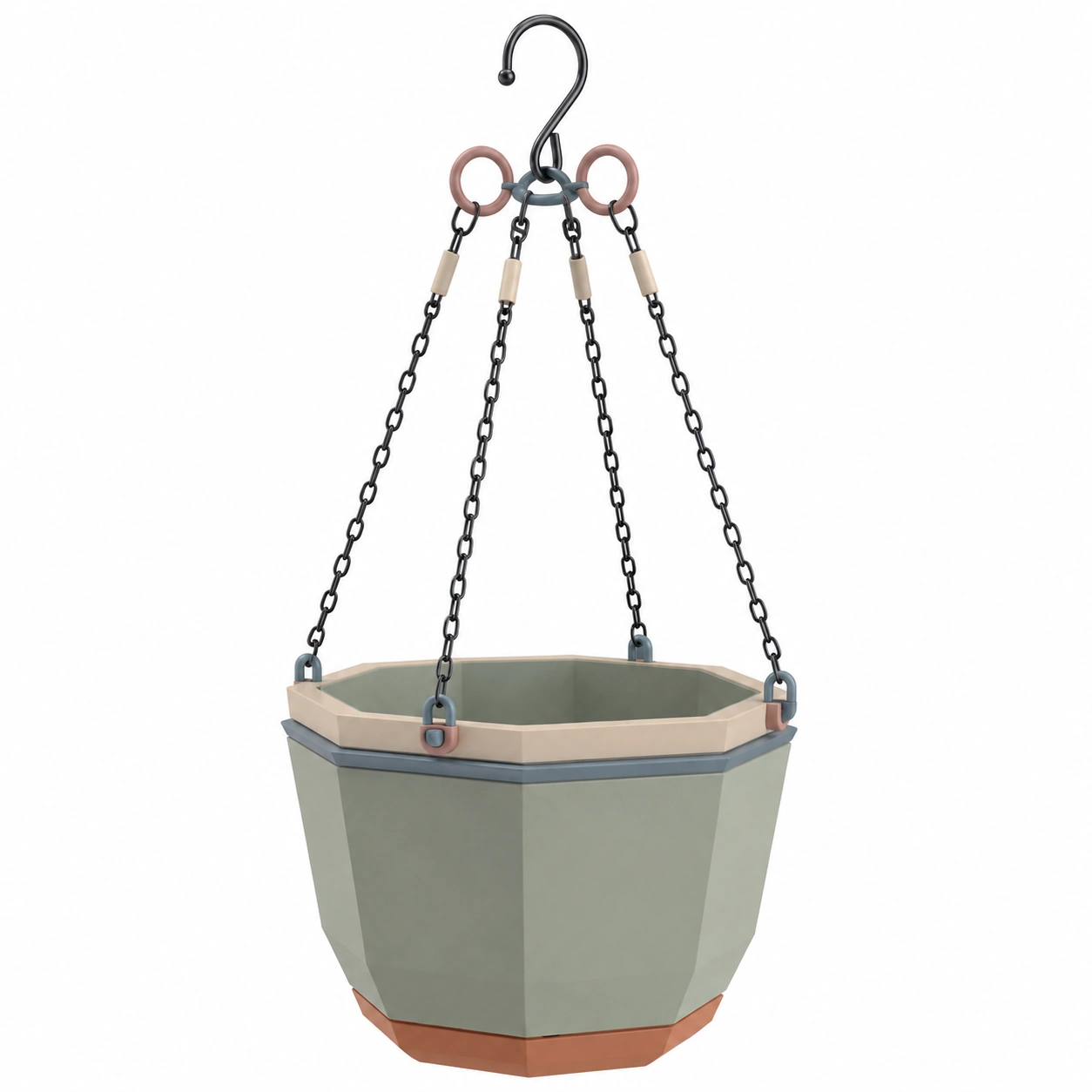 Maceta Colgante Octogonal Verde/Beige 30 cm-ULQERNIKA