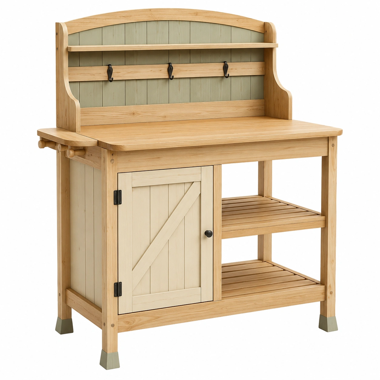 Mesa de Jardinería de Madera con Estantes y Ganchos-ULQERNIKA