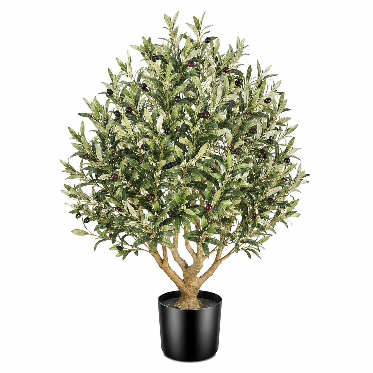 Árbol Artificial de Olivo con Frutos 130cm Maceta Negra-ULQERNIKA
