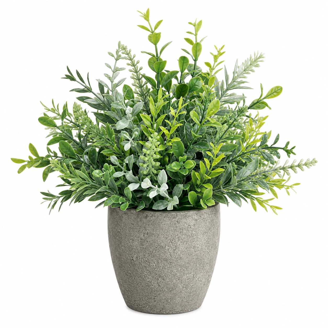 Planta Artificial Verde en Maceta de Cemento, 40 cm-ULQERNIKA