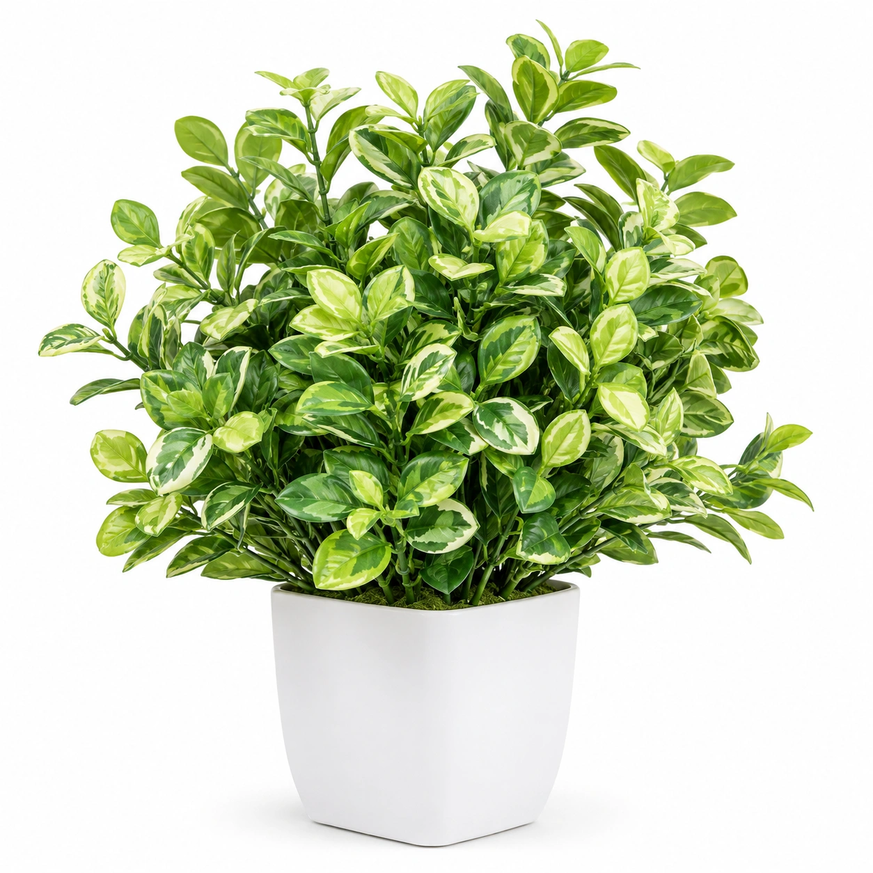 Planta Artificial Verde con Maceta Blanca de 28cm para Decoración Interior-ULQERNIKA