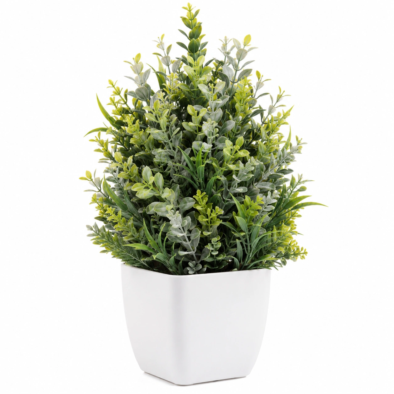 Planta Artificial Decorativa Verde/Blanco con Maceta 30cm-ULQERNIKA