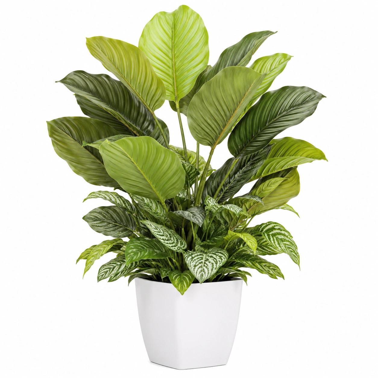 Planta Artificial Decorativa Verde con Maceta Blanca 80cm-ULQERNIKA