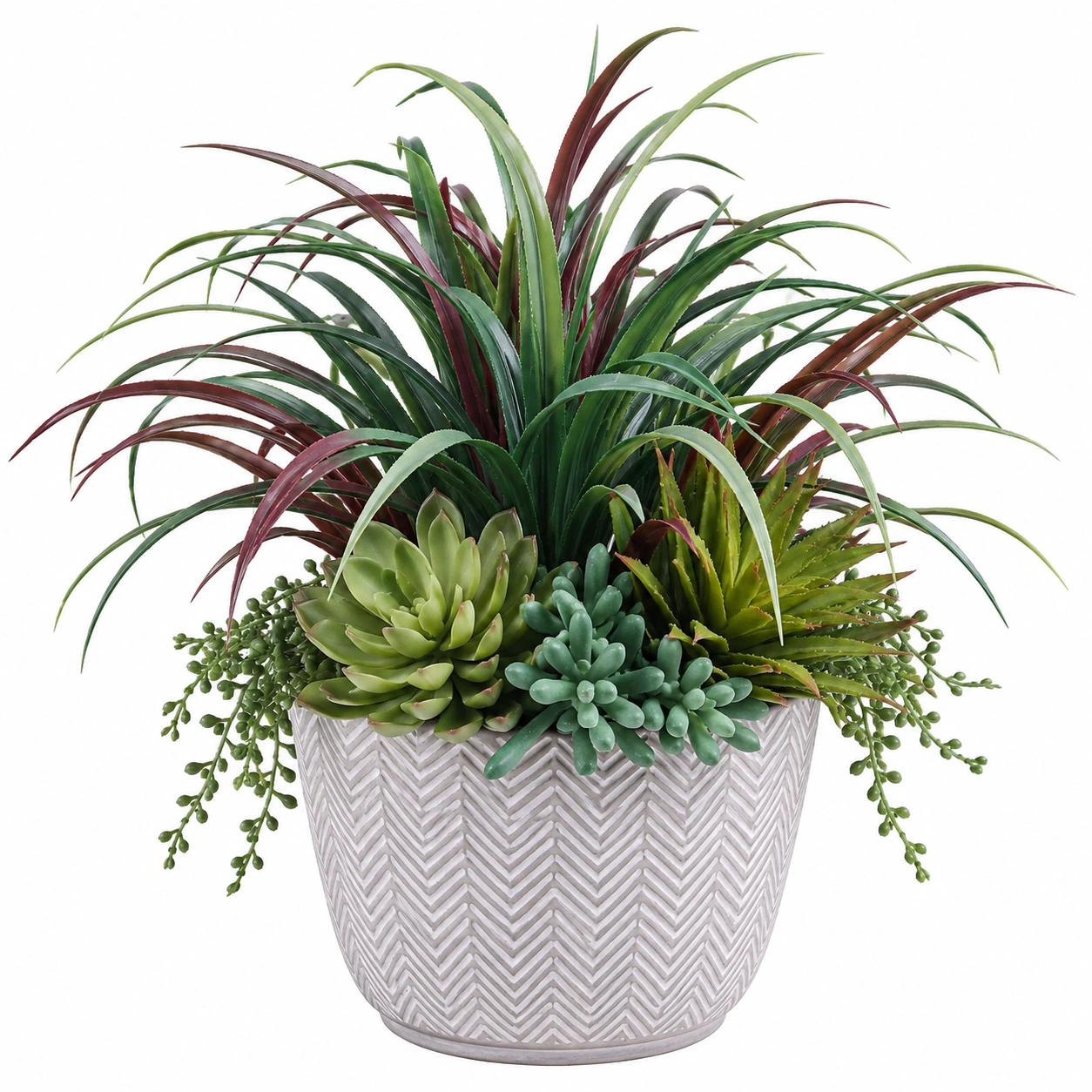 Planta Artificial de Suculentas en Maceta Decorativa Multicolor-ULQERNIKA