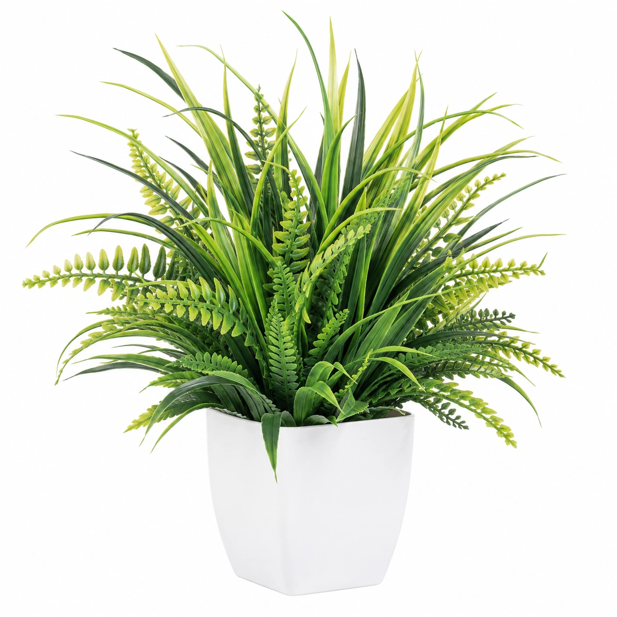 Planta Artificial Decorativa en Maceta Blanca Verde 45cm-ULQERNIKA