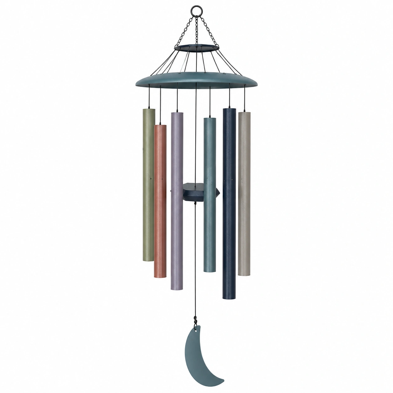 Campana de Viento Multicolor con Colgante de Luna para Decoración Interior y Exterior-ULQERNIKA